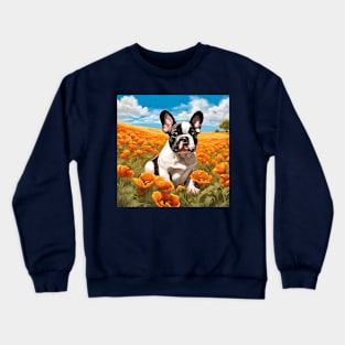 California Poppy French Bulldog Puppy Crewneck Sweatshirt